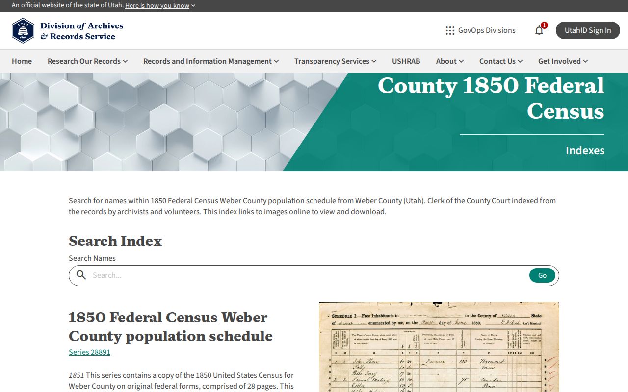 Roy people search through Utah Archives Weber census names
