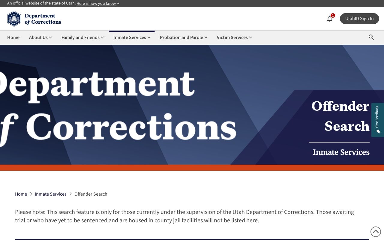 Roy people search with the Utah DOC offender lookup