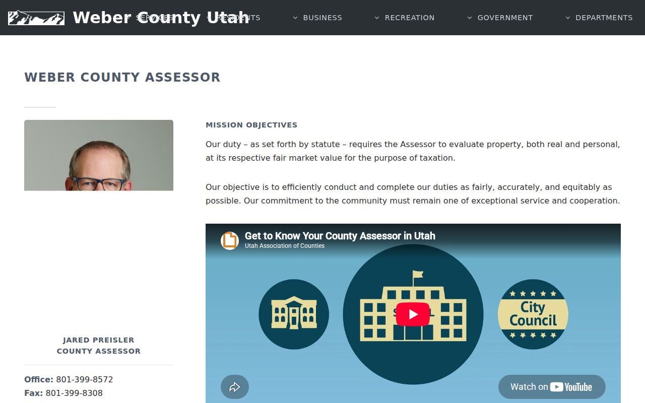 Roy public records at the Weber County Assessor property-search gateway
